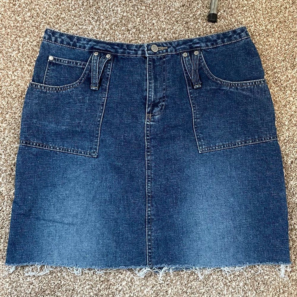 No Boundaries Raw Edge Mini Denim Skirt Size 13 Junior